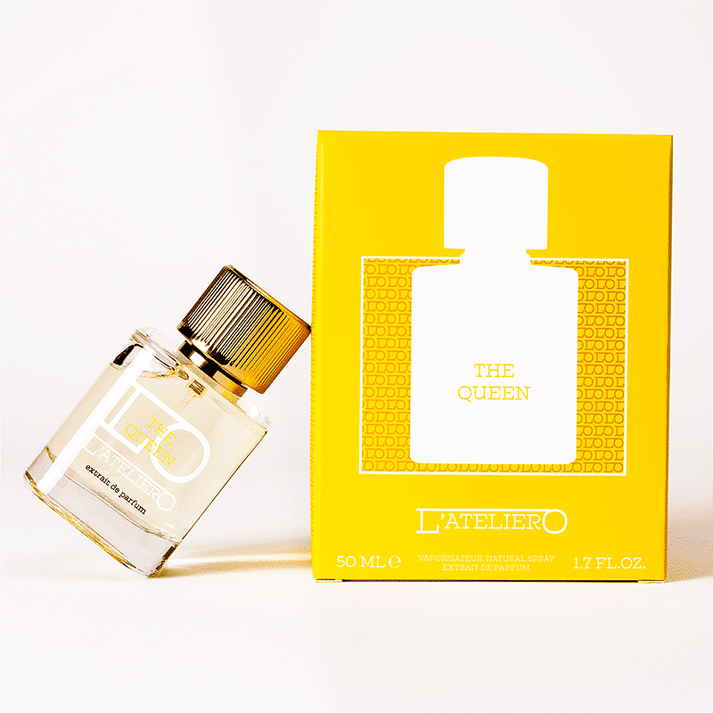 Originalfoto: THE QUEEN 50 ml mit der gelben Produktverpackung